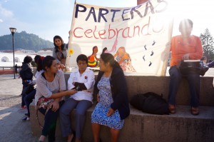 Midwives celebrating the Day of the Midwife on San Cristóbal's main plaza. May 2015.
